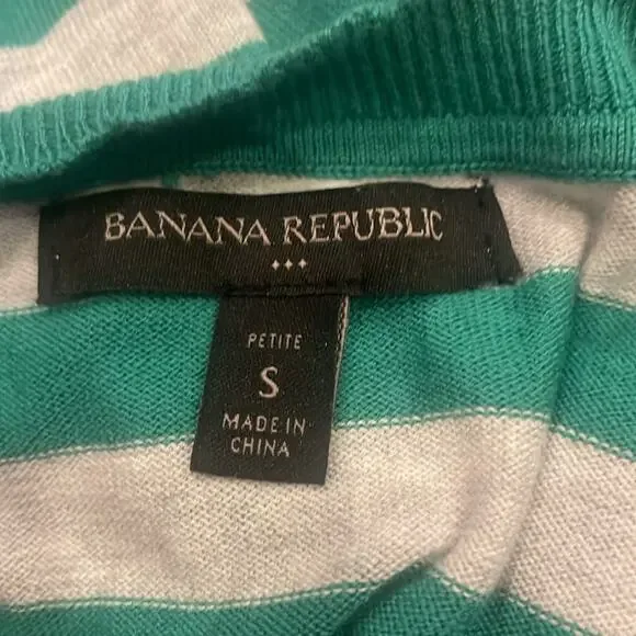 Banana Republic Striped Scalloped Neck Top - Petite Small - Picture 3 of 5